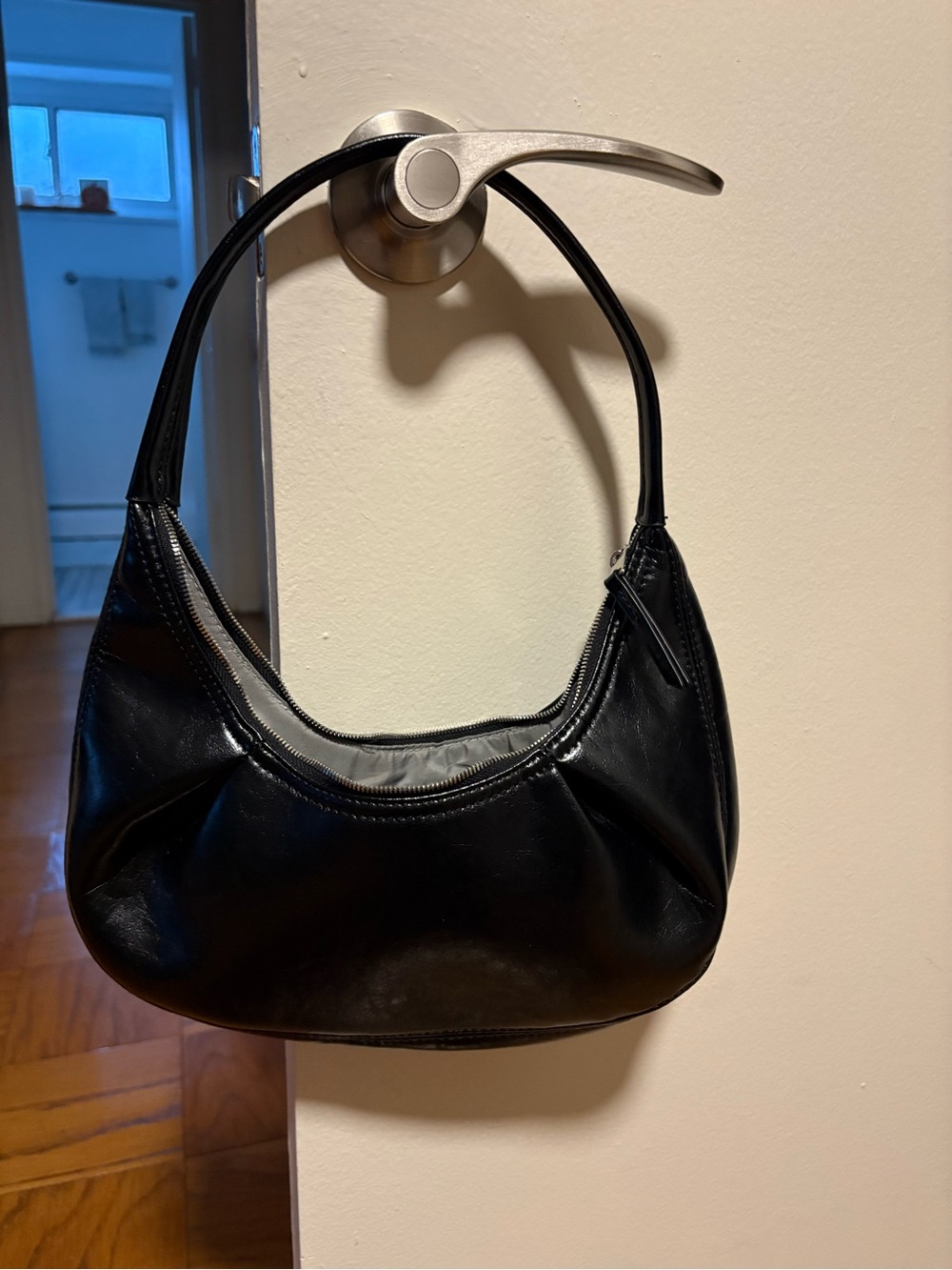 Zara Black Shoulder Bag with Curved Silhouette